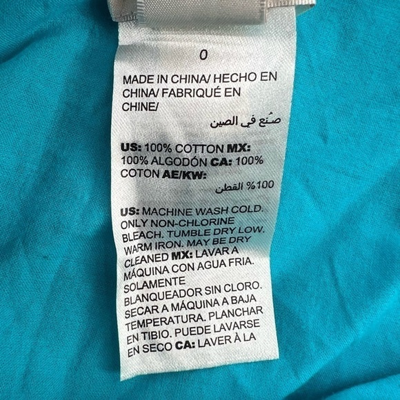 CHICO’s Blue 3/4 Sleeve Scalloped Lace Hem Blouse Size 4 (0 CHICO's) Women’s - Picture 5 of 6